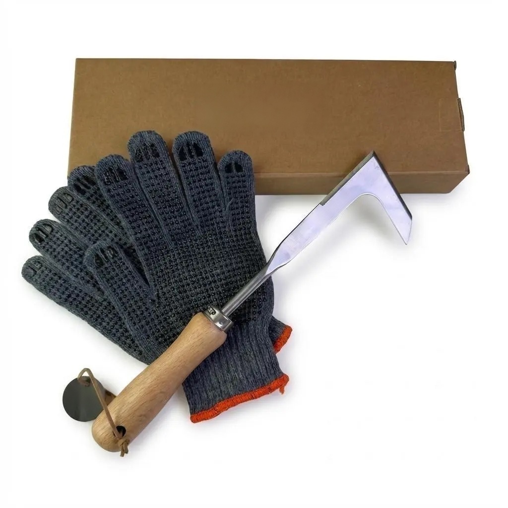 Crack Weeder Crevice Weeding Tool with Gloves, L Shaped Stainless Steel